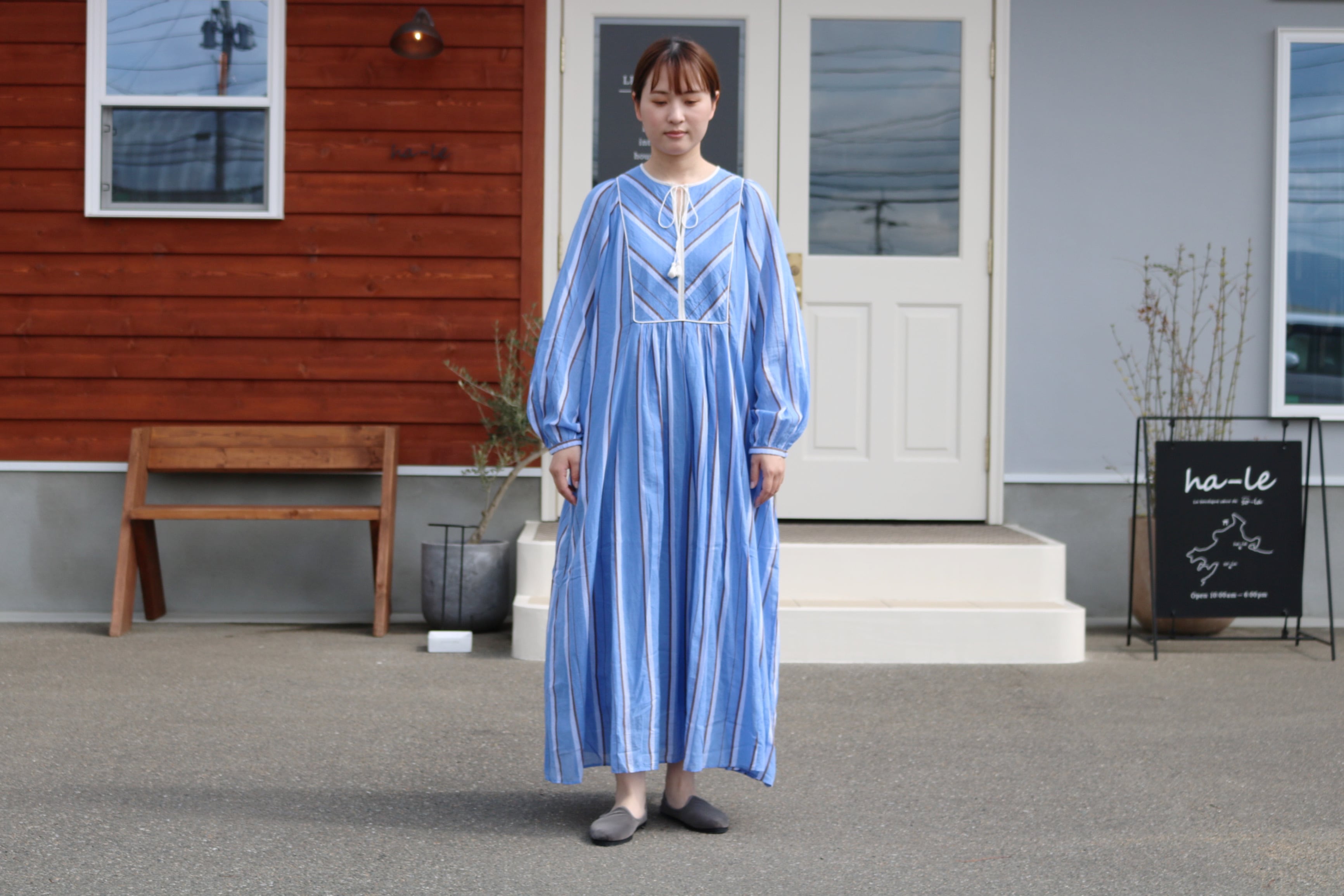 ヌキテパ　Cotton Voile Stripe Dress