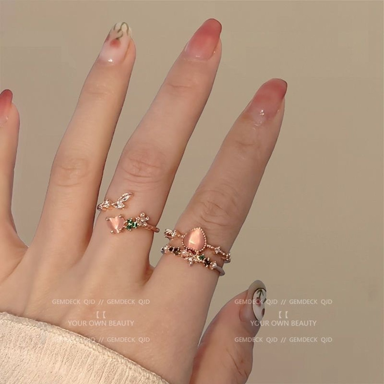 ring41 オープンリング ピンクハート 口開けリング