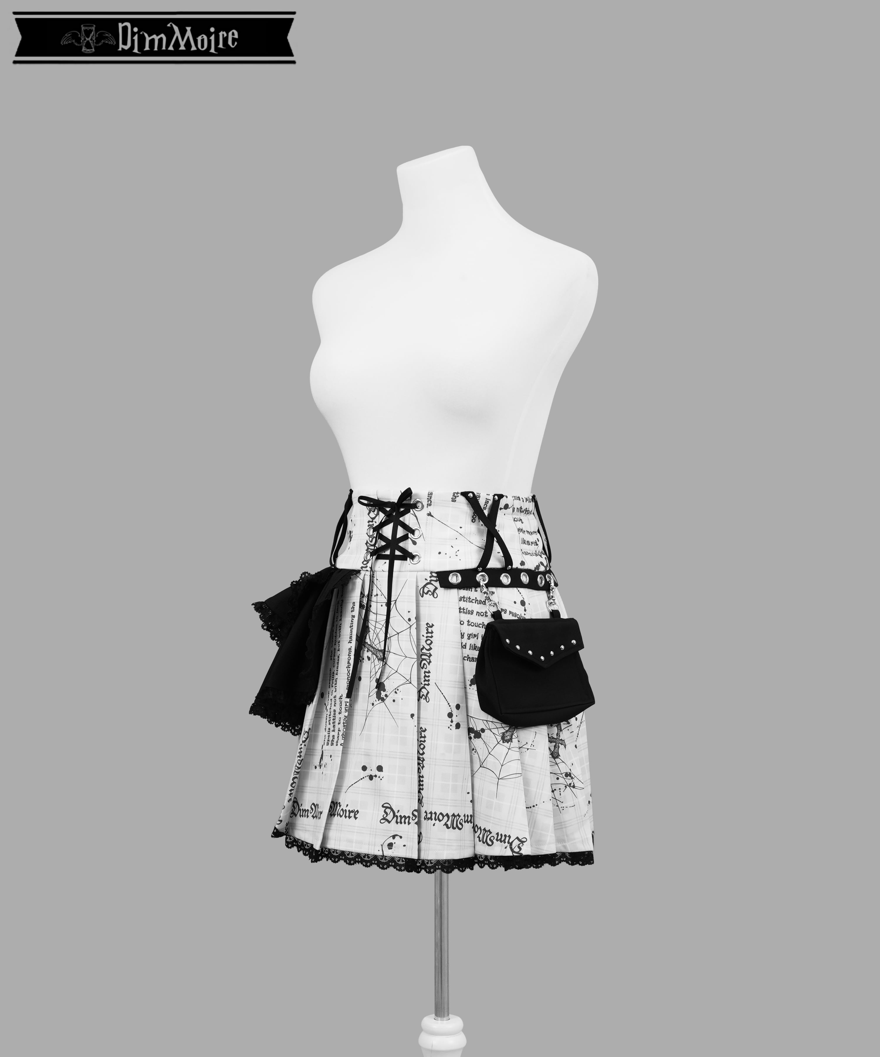 魅了のアシメミニスカート【Whiteチェック】 | DimMoire