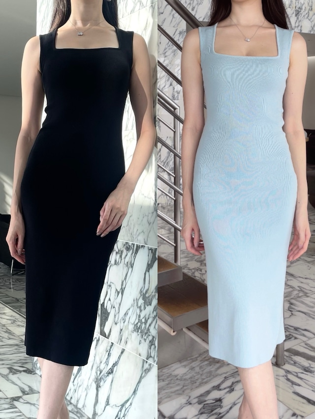 美ボディスクエアワンピース Black/Blue