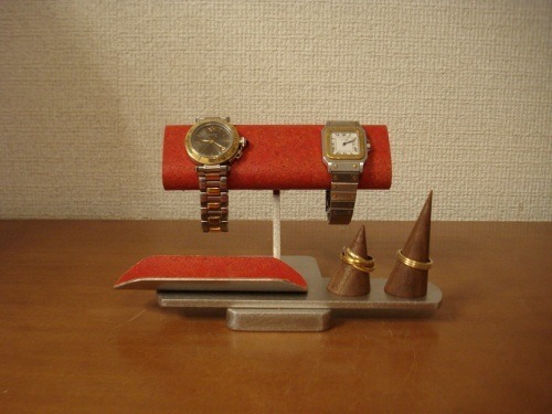 腕時計スタンド ウォッチスタンド 腕時計スタンド おしゃれ 時計スタンド レッド腕時計&リングスタンド
