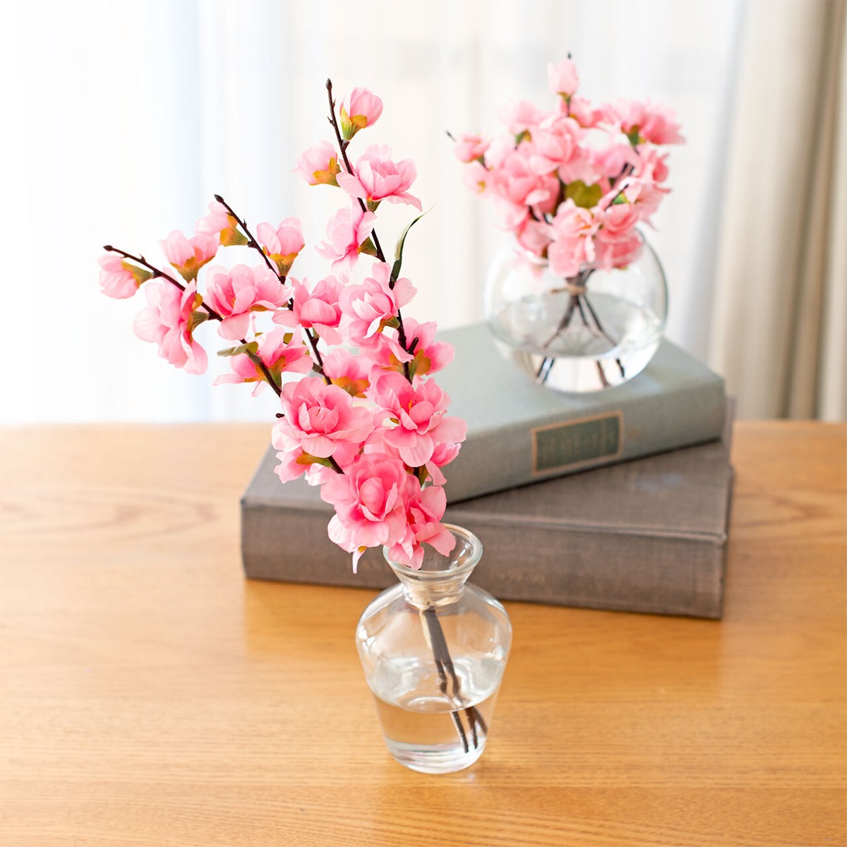 本物みたいな桃の花のマジカルウォーターアレンジ【32cm／3本 