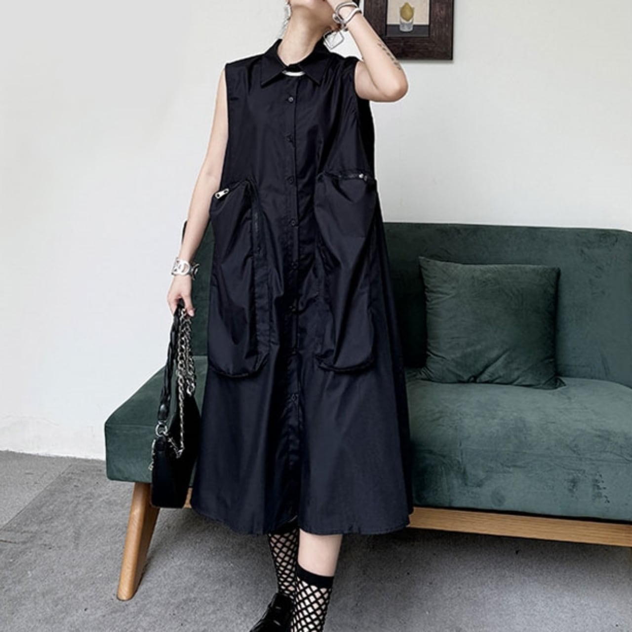 A-line Big Pocket Dress 00708