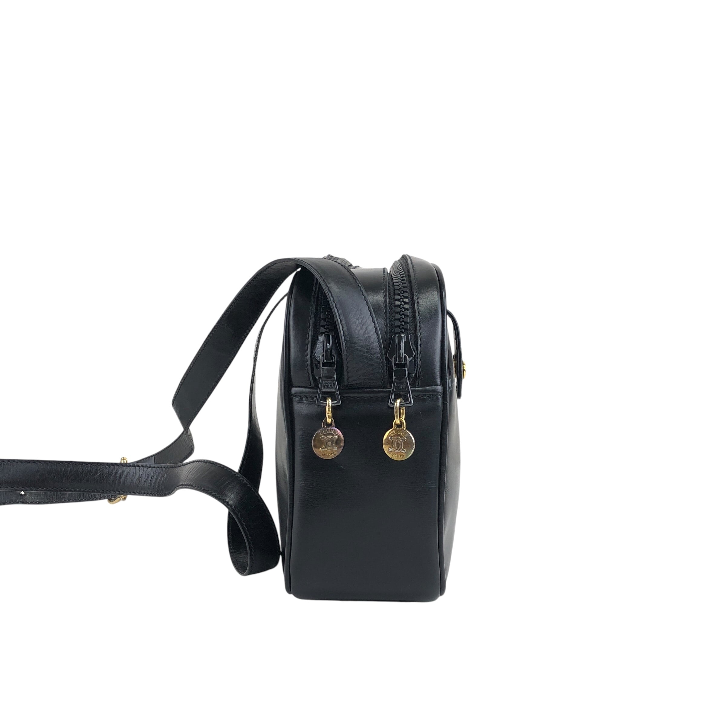CELINE セリーヌ ショルダーバッグ ブラック ブラゾン レザー vintage