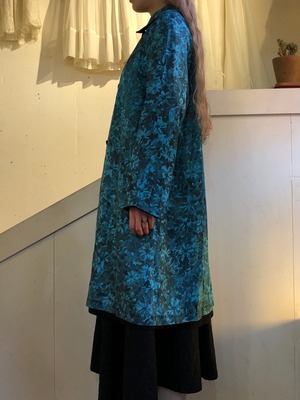 50's reversible blue flower print spring coat