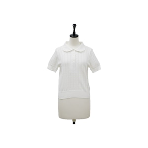 Lace pattern polo knit