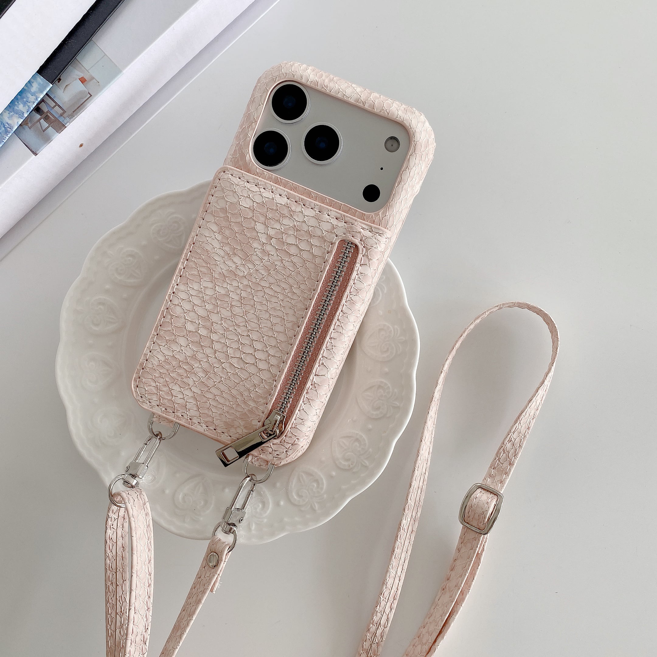 パイソン柄 iphone 17 16 15 14 13 12 ケース ミラー付き 小銭入れ