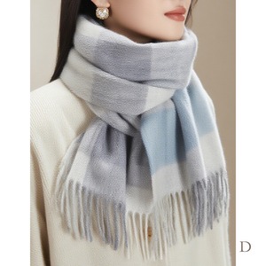 チェック柄フリンジマフラー 9color W10274