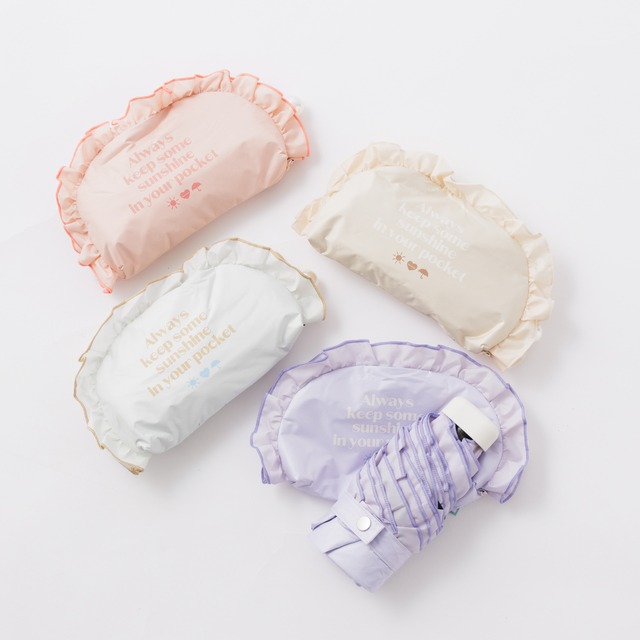 ビコーズ because 晴雨兼用 折りたたみ傘 日傘 PUフリリィ ミニ frilly Mini 完全遮光 遮光100 UVカット UPF50＋ レディース フリル ケース付き ポーチ 可愛い おしゃれ 遮熱  ギフト B-096561 Bc005