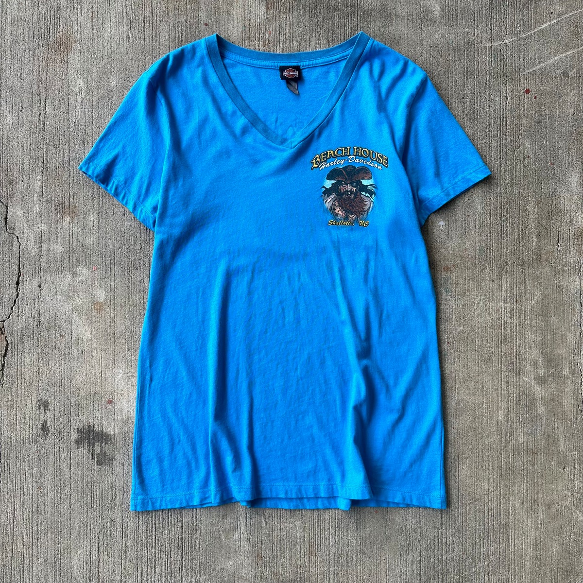 HARLEY-DAVIDSON Print Blue tee shirt ハーレーダビッドソン プリント 