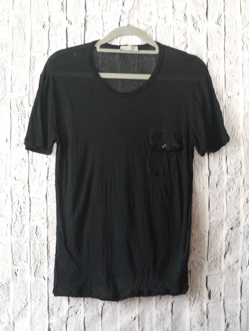 【名作アーカイブ】DIOR HOMME ディオール オム 6EH3062920 モダール レーヨン 胸ポケット 半袖 カットソー Tシャツ 黒 S◆ 希少アーカイブ