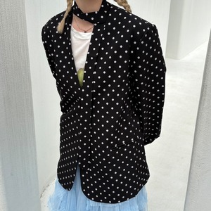 Oversized Polka Dot Jacket with Scarf_LN03391