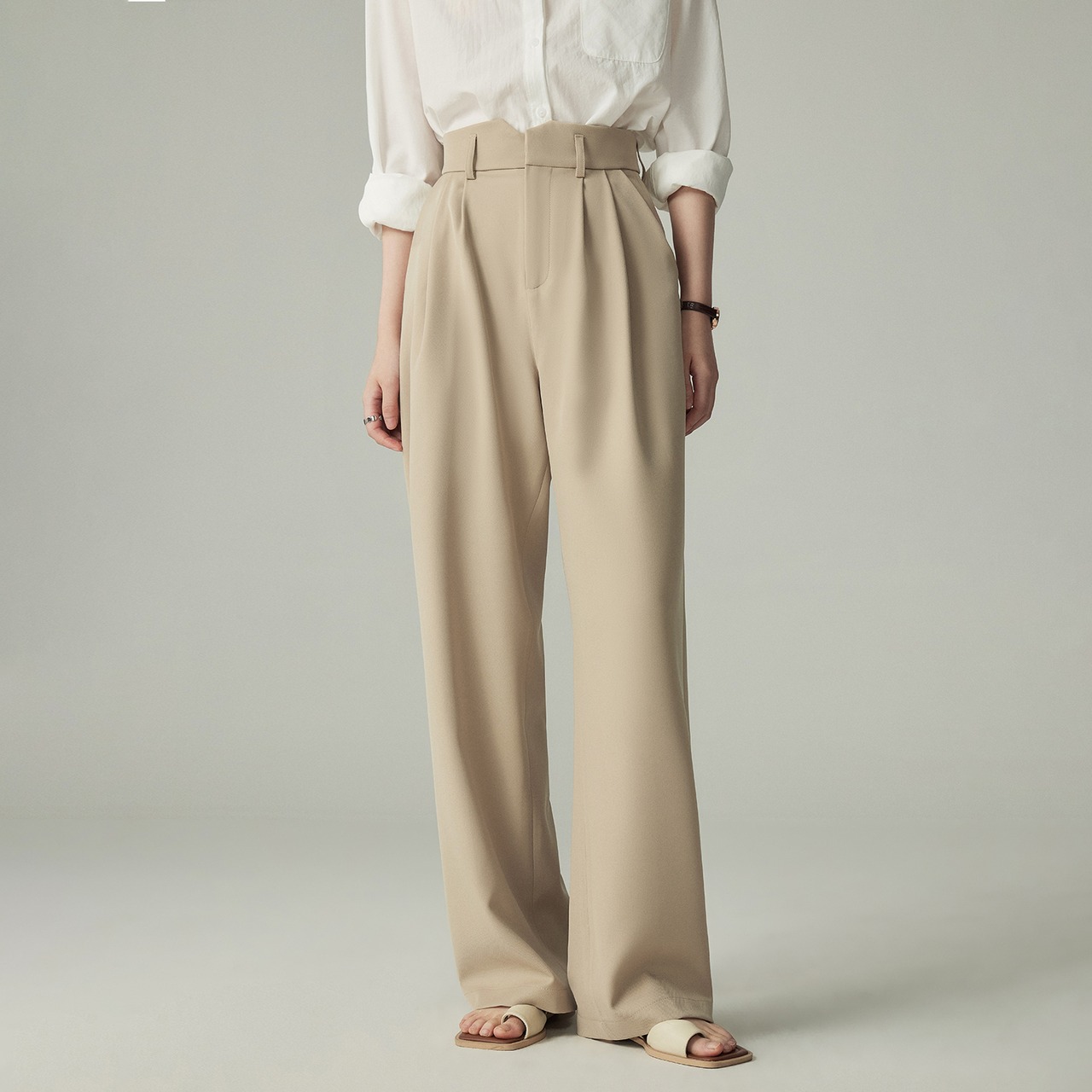 ハイウエスト ワイドレッグカジュアルパンツ H0030