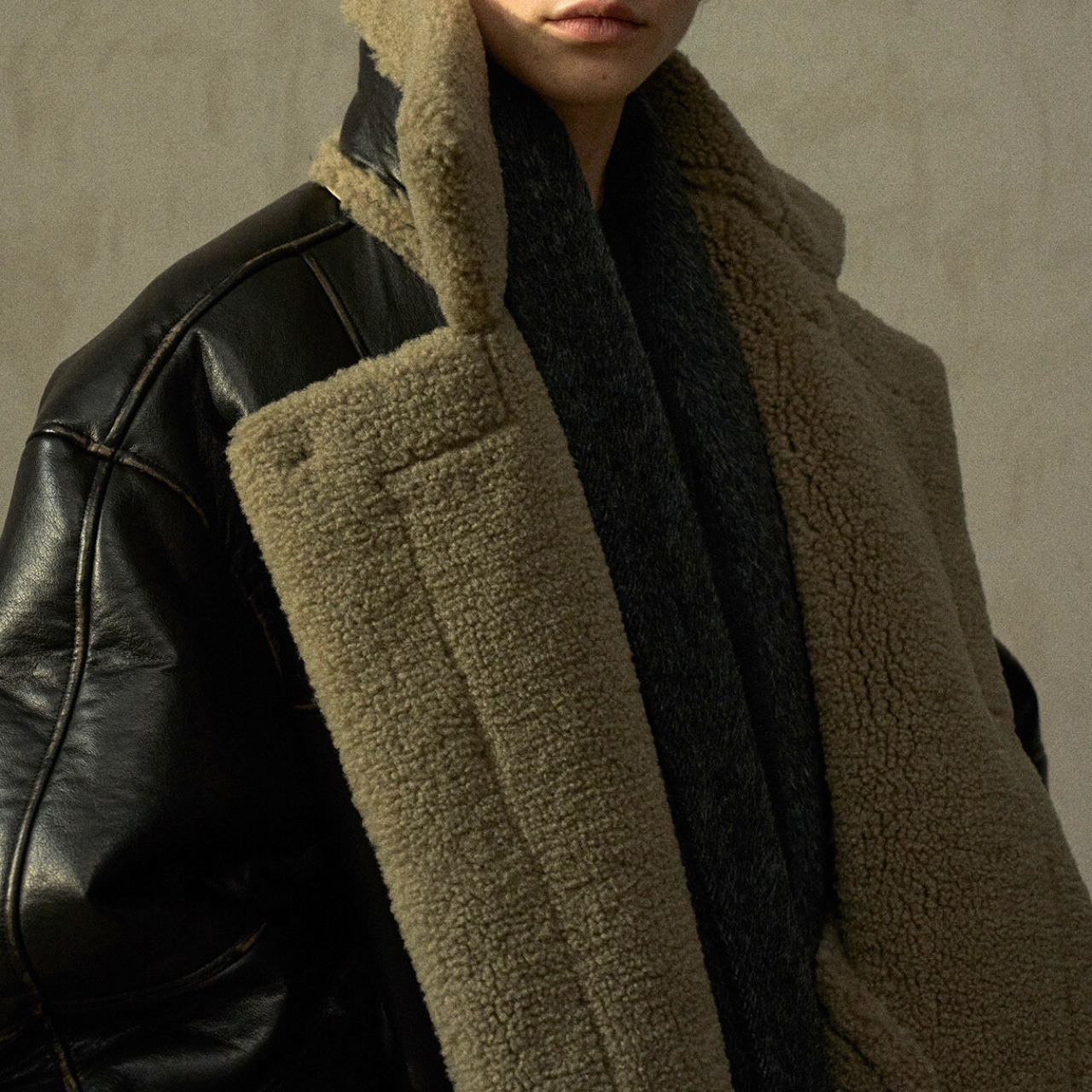 Oversized Shearling Jacket T3913