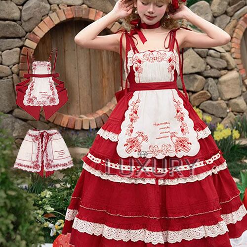 甘ロリ ロリータファッション エプロン のみ 2タイプ いちごバスケット