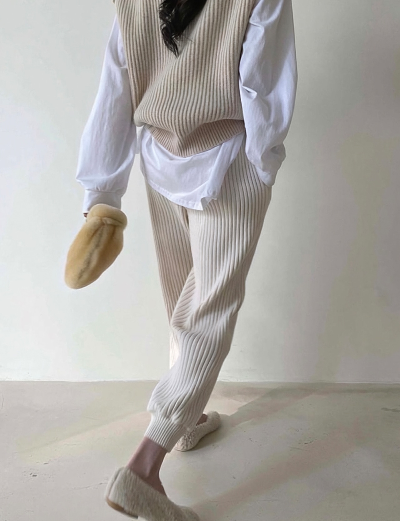 【新作5%OFF・3日間】Chunky Rib-knit Joggers_2colors