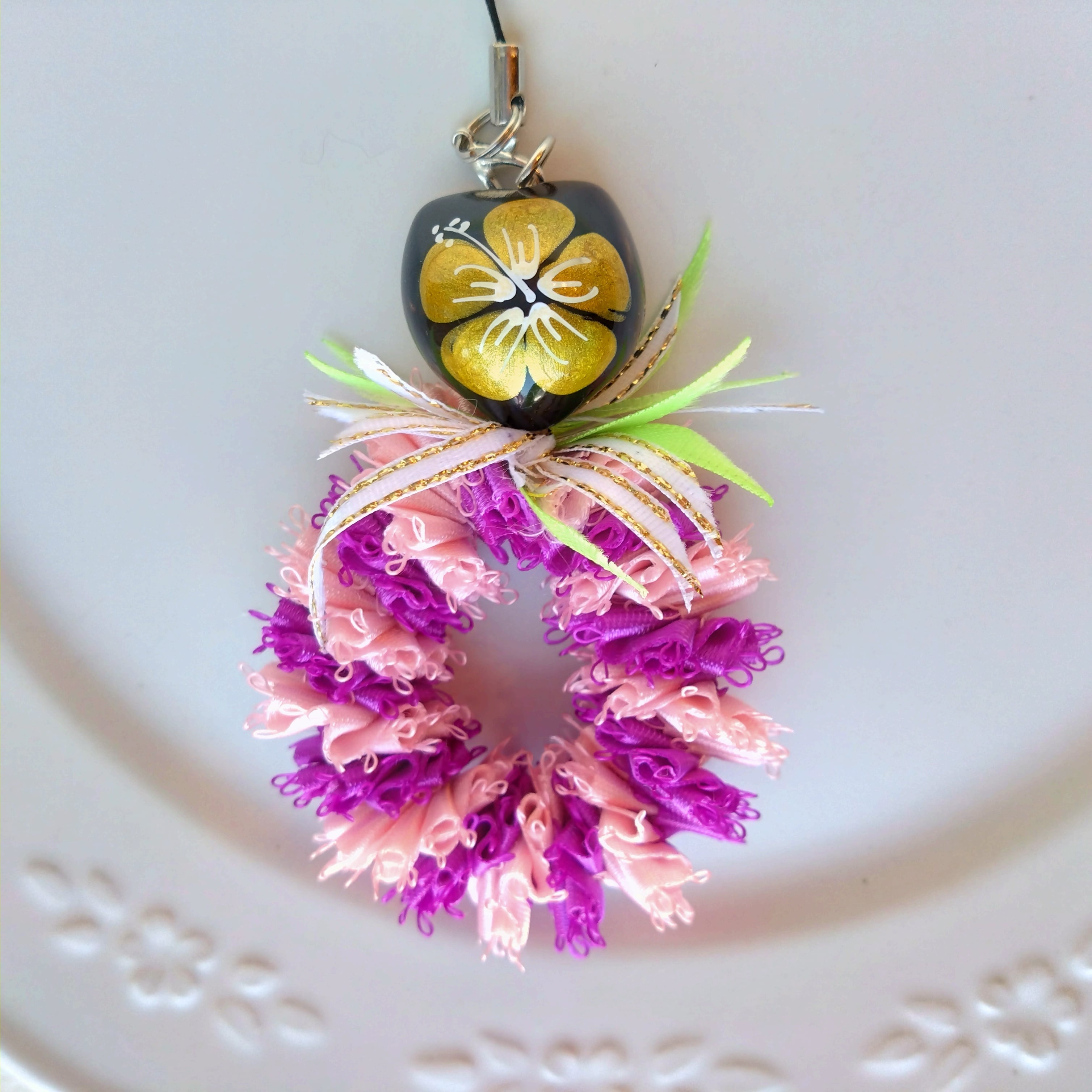 ④ ハワイの風を贈る ハワイアン リボンレイストラップ 【一点物