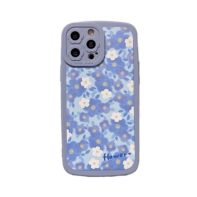 iPhoneケース iPhone13 iPhone12 花柄 春 スプリング フラワー ブルー かわいい 2060
