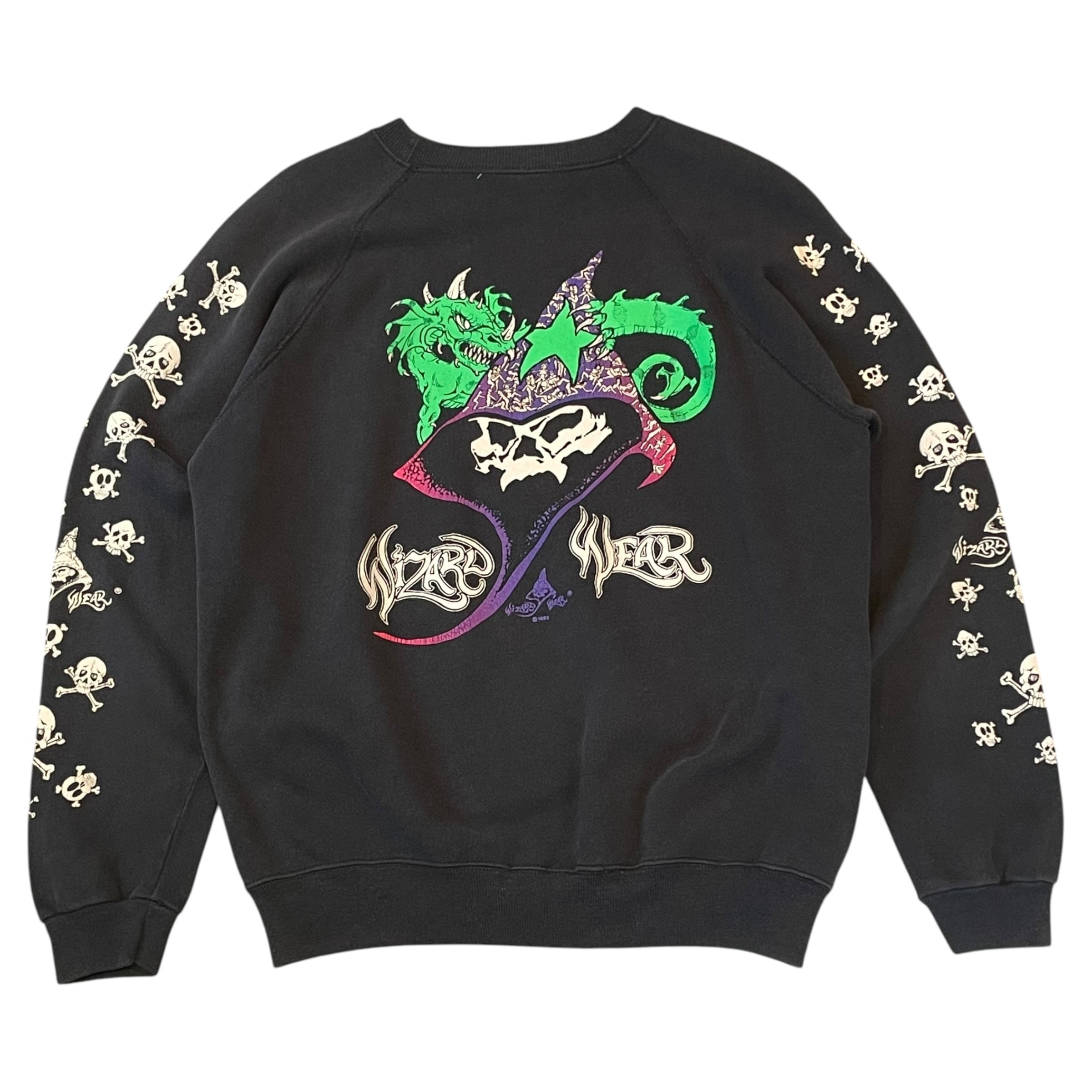 1992s WIZARD WEAR "Dragon & Wizard" foam print sweat