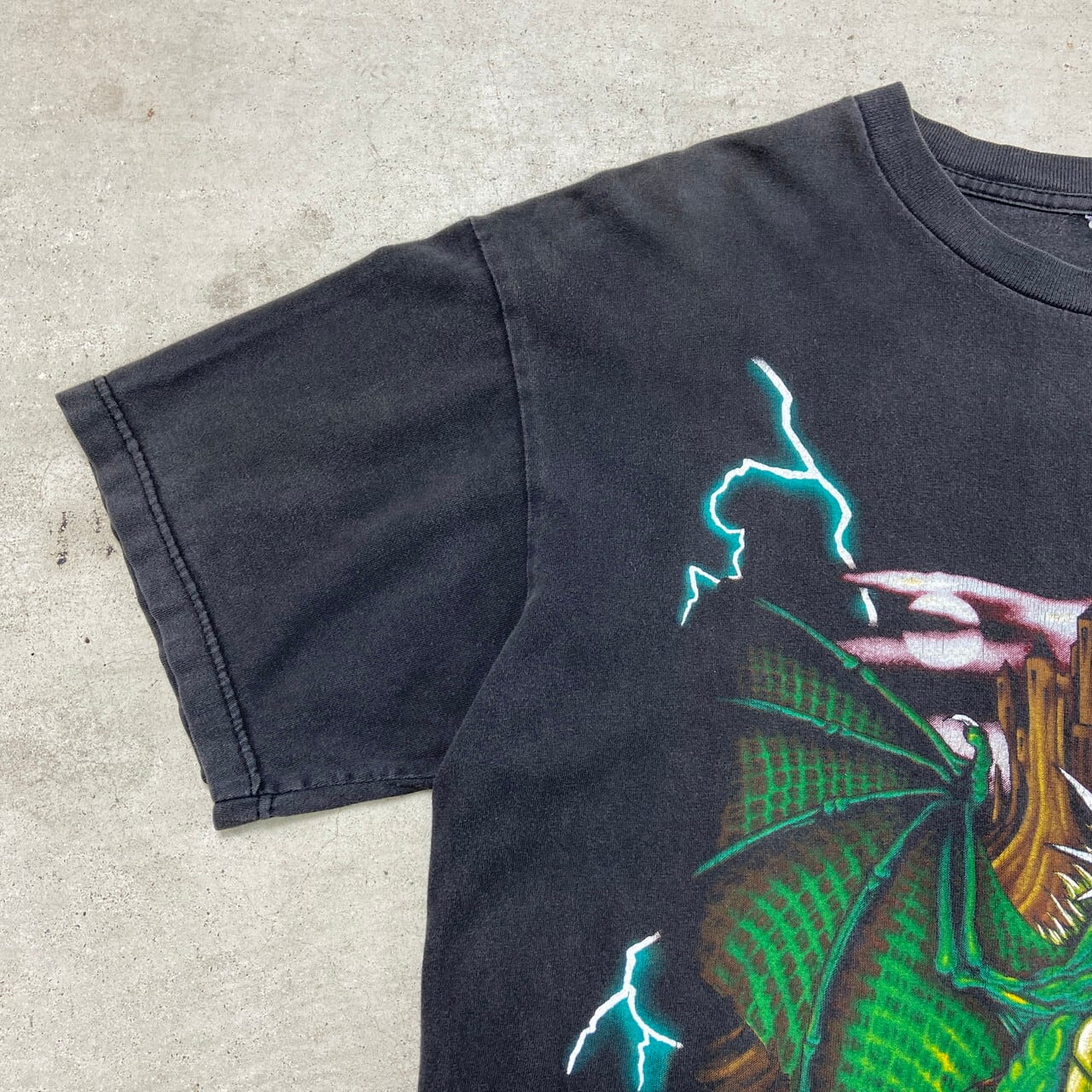 90年代 USA THUNDER サンダー ドラゴン オーバープリントTシャツ 90年代 USA THUNDER サンダー ドラゴン オーバープリントTシャツ