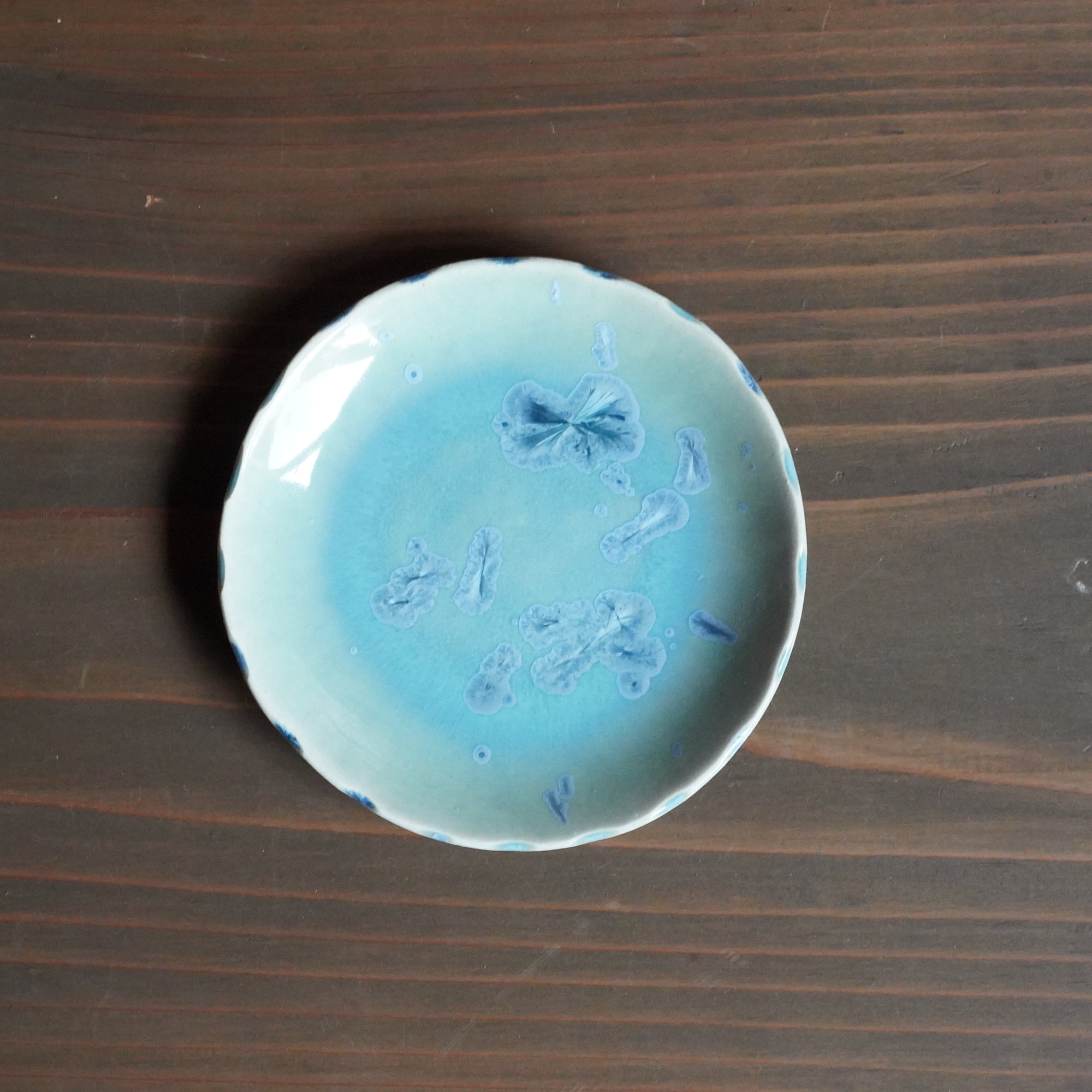 【大雪窯 板東光太郎】雪結晶釉丸小皿 18-B