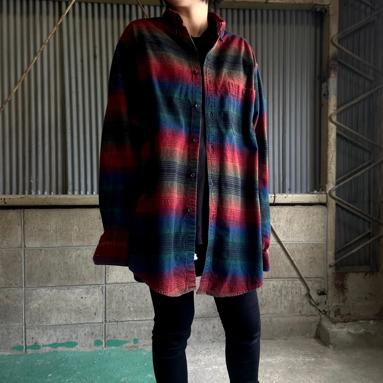 ビッグサイズ WOOLRICH ウールリッチ ネイティブボーダー柄 フランネル 