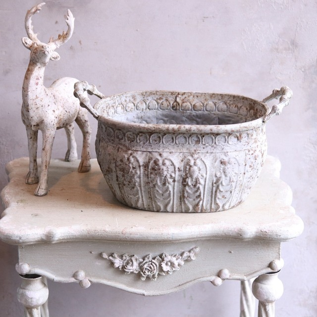 mondimanche 植木鉢　デコレハンドルオーバルSW｜シャビーシック　寄せ植えして飾ると素敵なガーデンになる　UF633