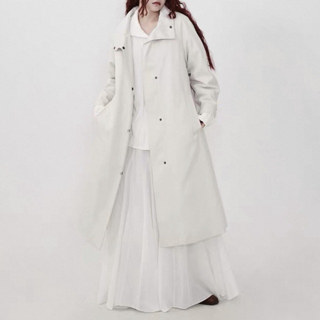 2way collar belted long coat【2color】 C1443
