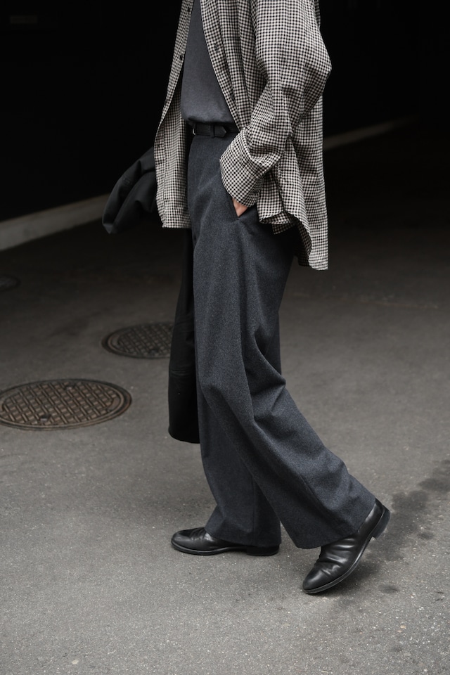 A.PRESSE / Wool Flannel Wide Trousers (Charcoal)