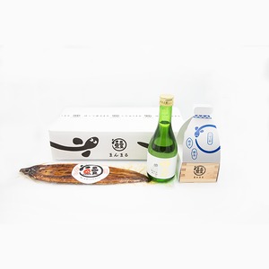 ⑪蒲焼き＆杵の川　特別純米「磨き60」300ml＆枡・グラスセット