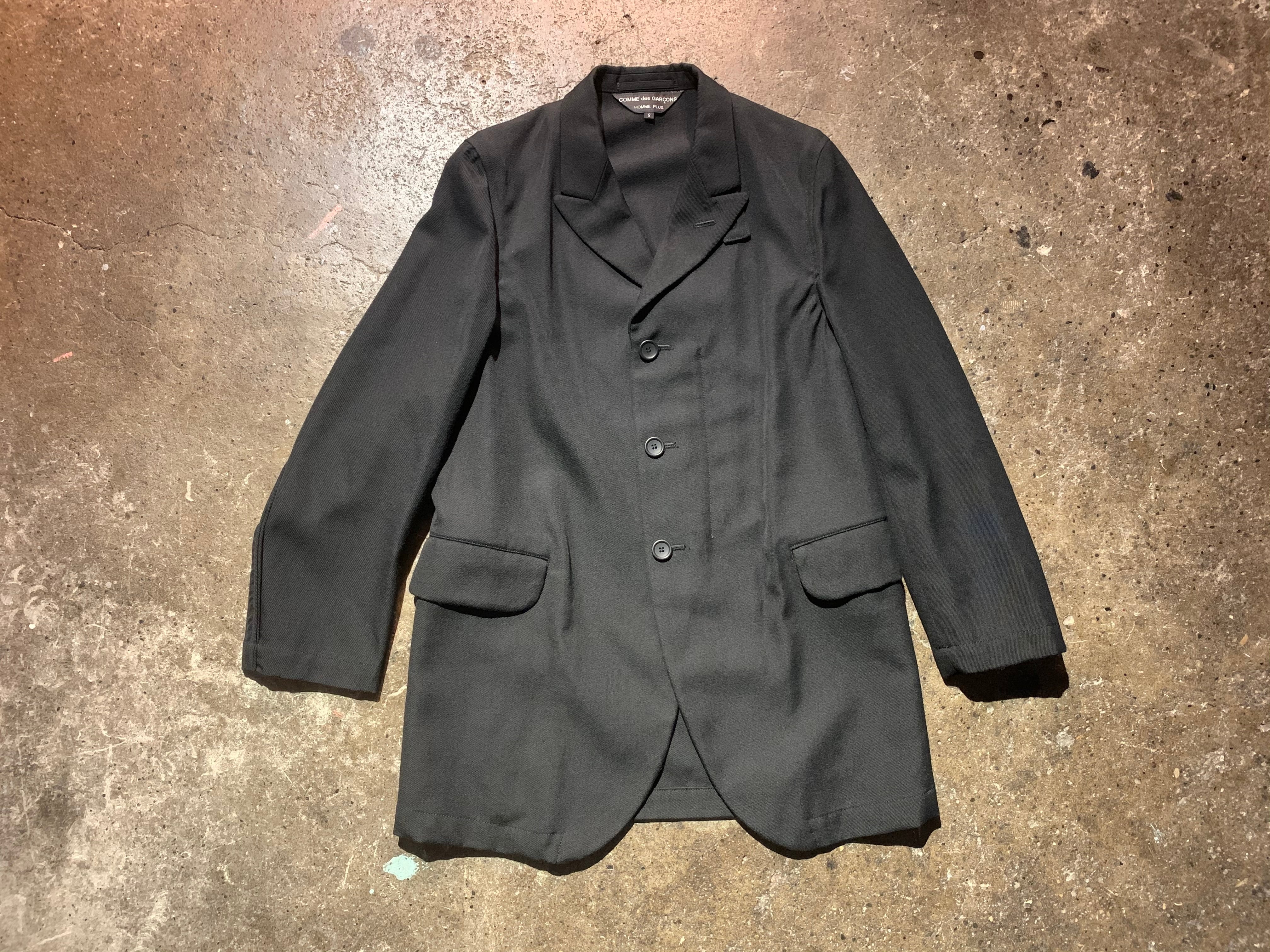 COMME des GARCONS HOMME PLUS / コムデギャルソンオムプリュス | AD1998 1998s | 90s Inside Outside インサイドアウトサイド シーム ウール 比翼シングル ロング チェスター コート | M | ブラック | メンズ