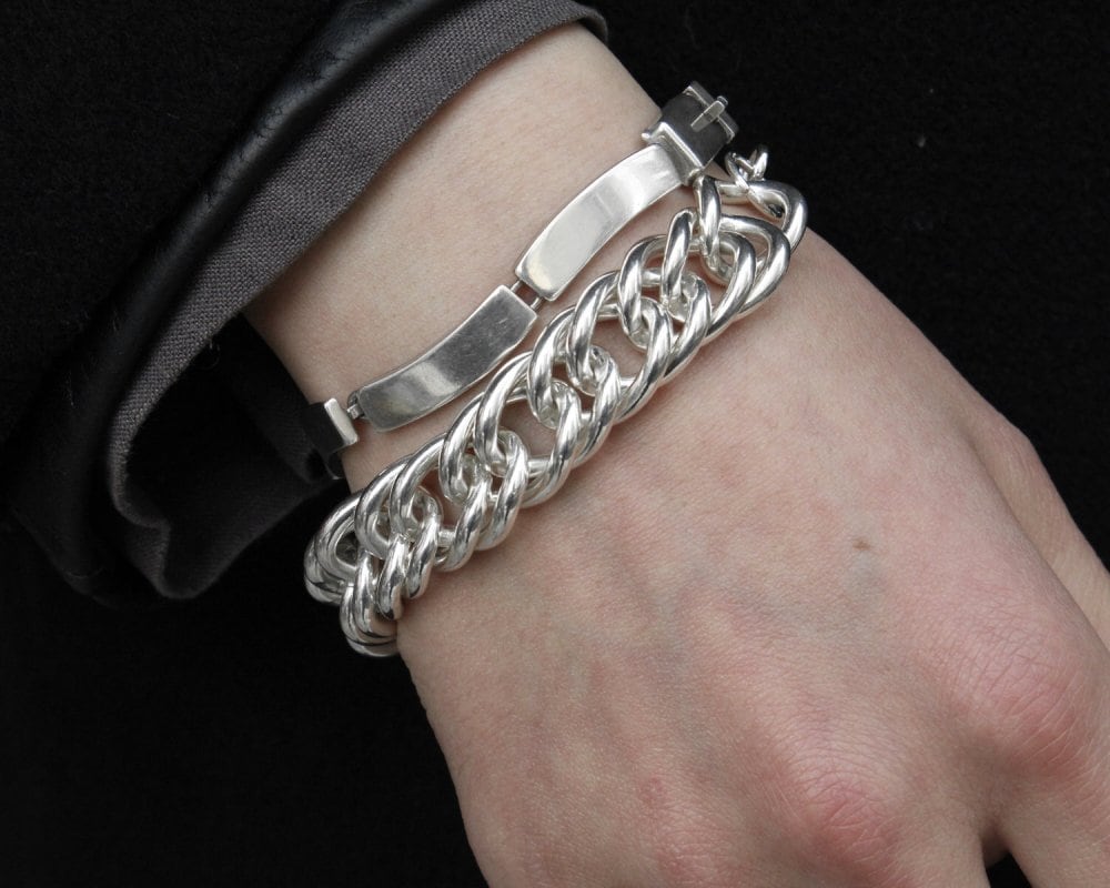 Vintage Silver Chain Bracelet [ARMBRUST STERLING] 86g Super Heavy Weight |  beruf