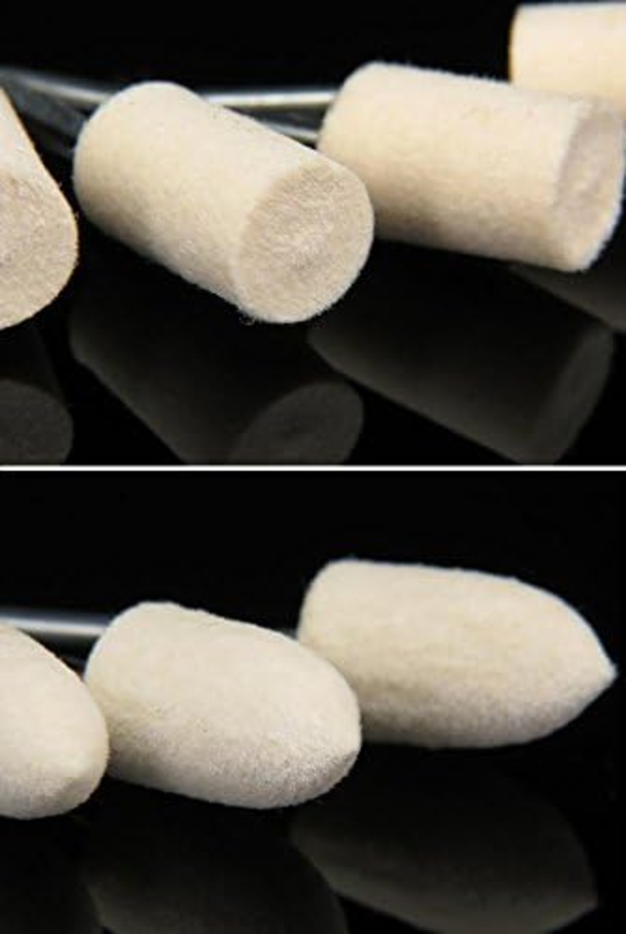 羊毛 フェルト バフ 3mm 軸 ウールバフ 鏡面 研磨 や 金属 磨き 仕上げ 円筒 砲弾 型 ２４本 セット
