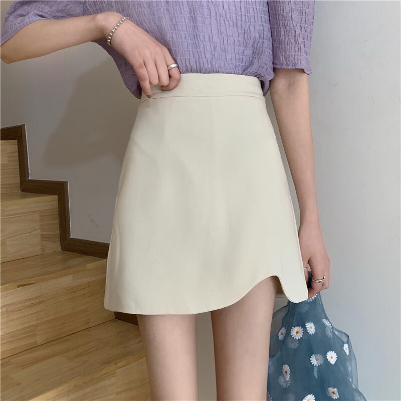 夏の新作ハイウエストイレギュラーハーフレングススカートは薄手のブラックAラインスカートファッショントレンド気質レディースショートスカート 1号婦人60835593326