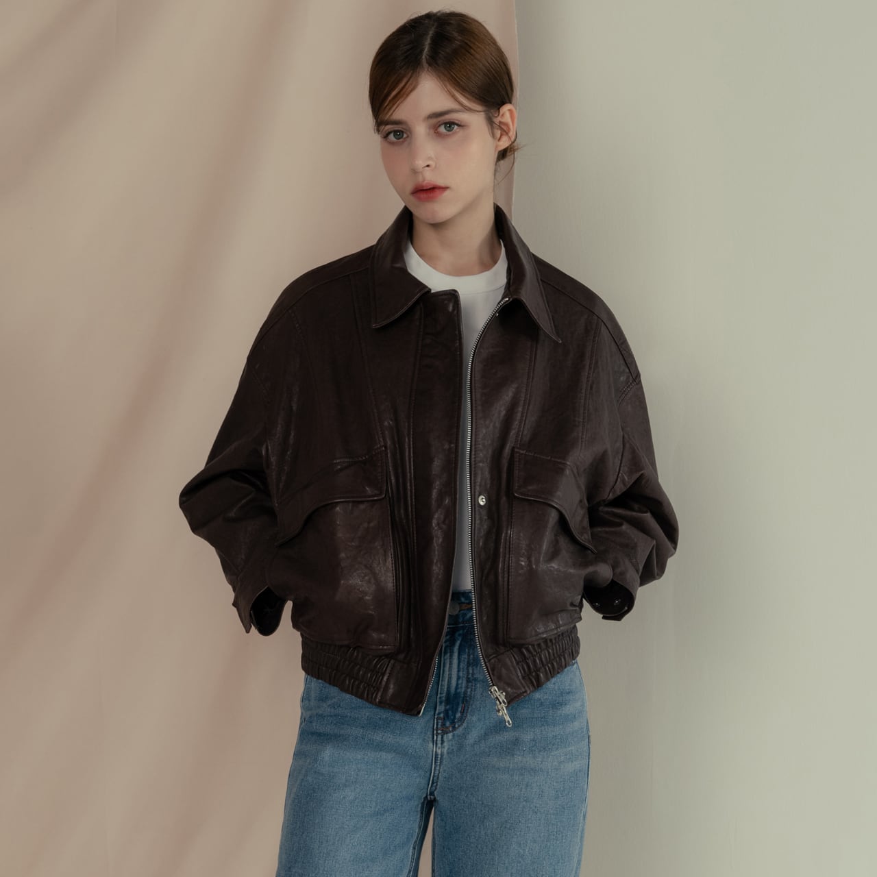 イタリア産ベジタブルラムレザー A2ボンバージャケット（レディース