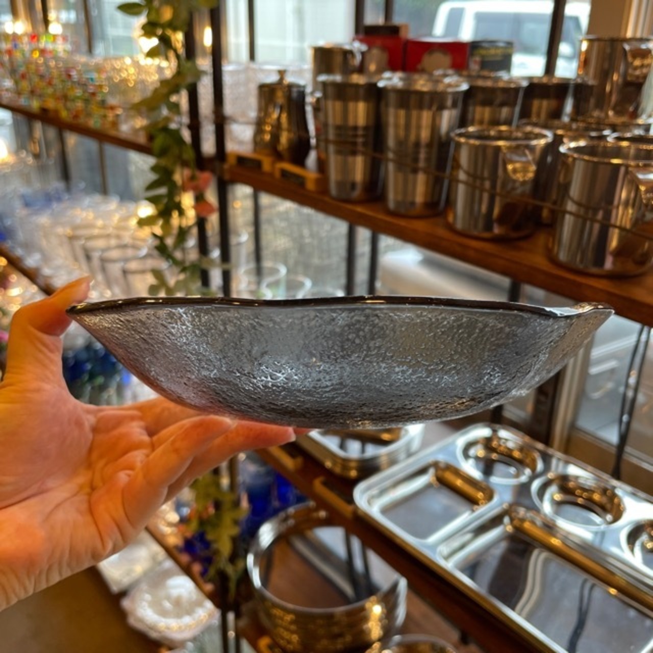 Turkey Organic Glass Bowl M  2color clear black / トルコ製 ガラス ボウル M 全2色 クリア ブラック ガラス食器 透明感 サラダボウル ニュアンス すりガラス風 キッチン雑貨 皿 食器 ギフト プレゼント