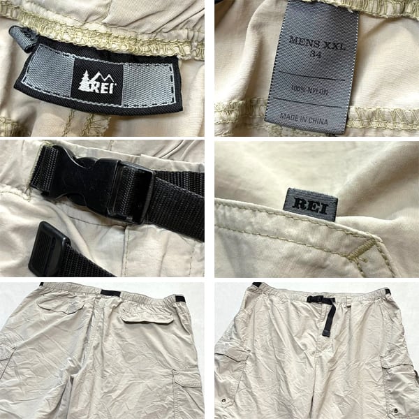 古着 00s REI ナイロン パンツ カーゴ ブルー ワイド 極太 ギミック 1点物◇REIナイロンパンツ2WAYカーゴパンツ古着LメンズXXLレディースOK