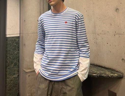 売買 コムデギャルソン 限定のボーダー切り替えデザインポロシャツ tdh