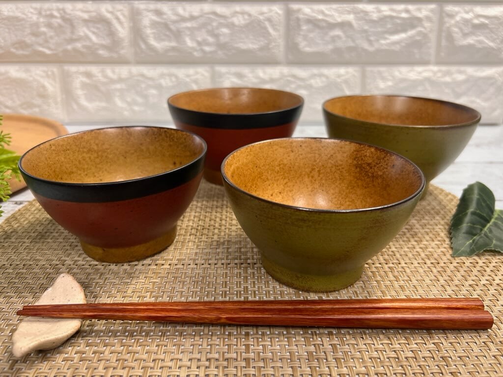 くらわんか丼 くるみ錆朱/くるみ錆草 3.6碗10.8cm【日本製】