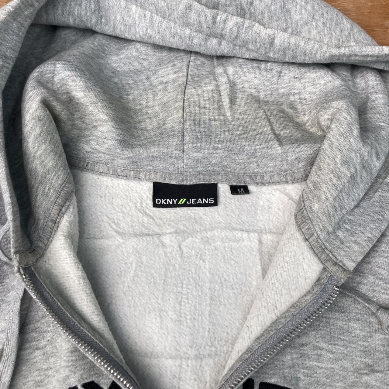 DKNY JEANS ジップアップ スウェット パーカー M グレー ブラック 