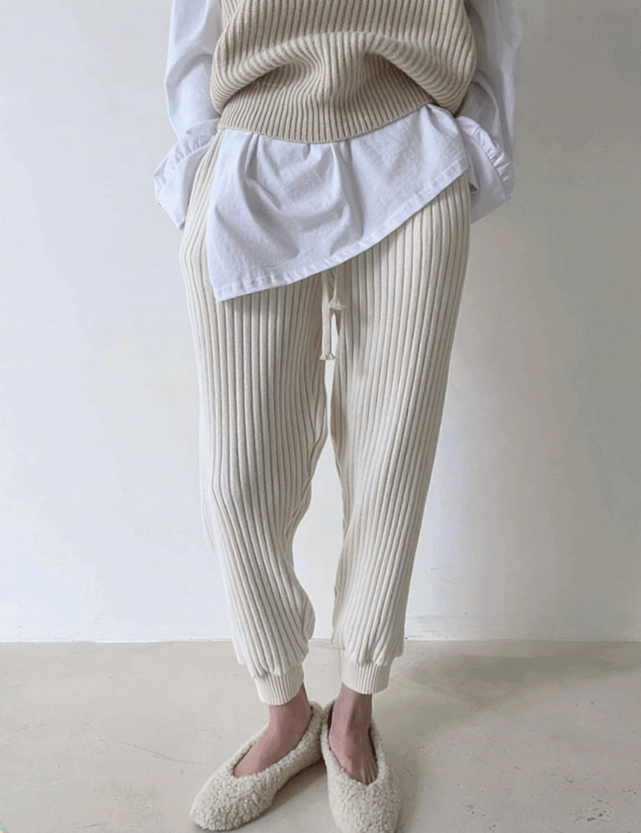 【新作5%OFF・3日間】Chunky Rib-knit Joggers_2colors