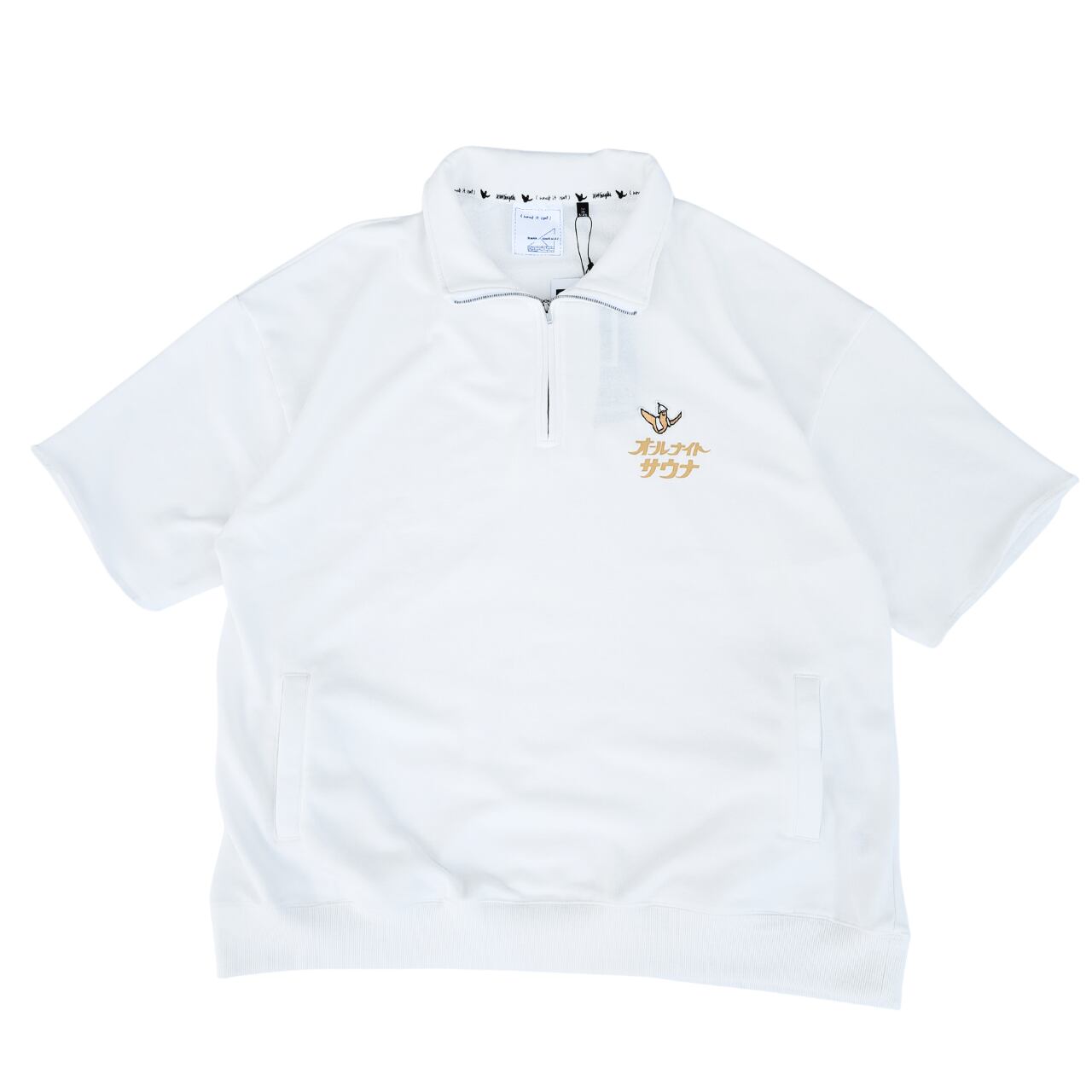 WHAT IT ISNT×SAUVENIR ハーフZIP BIG Tシャツ(white)