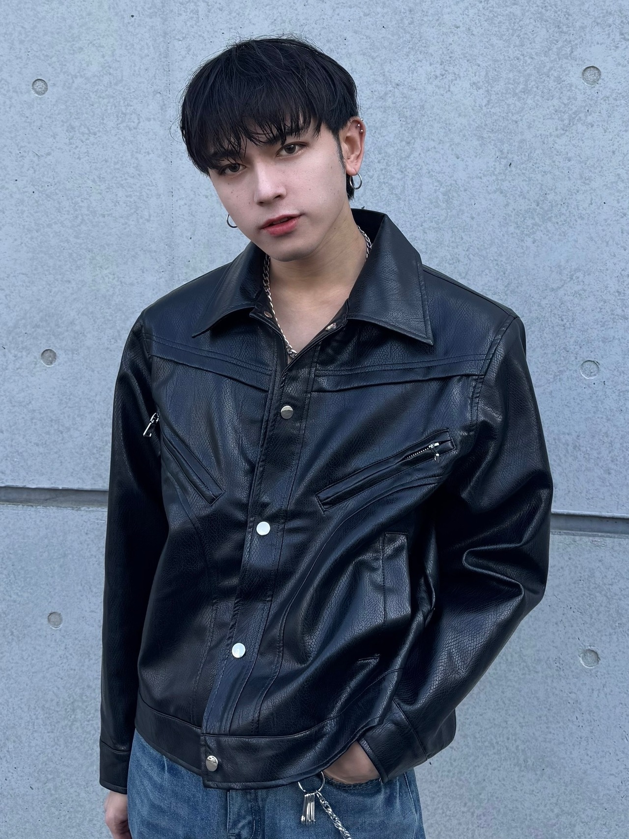ALUDE SELECT】2zip design short pu leather jacket | 【ALUDE】韓国 