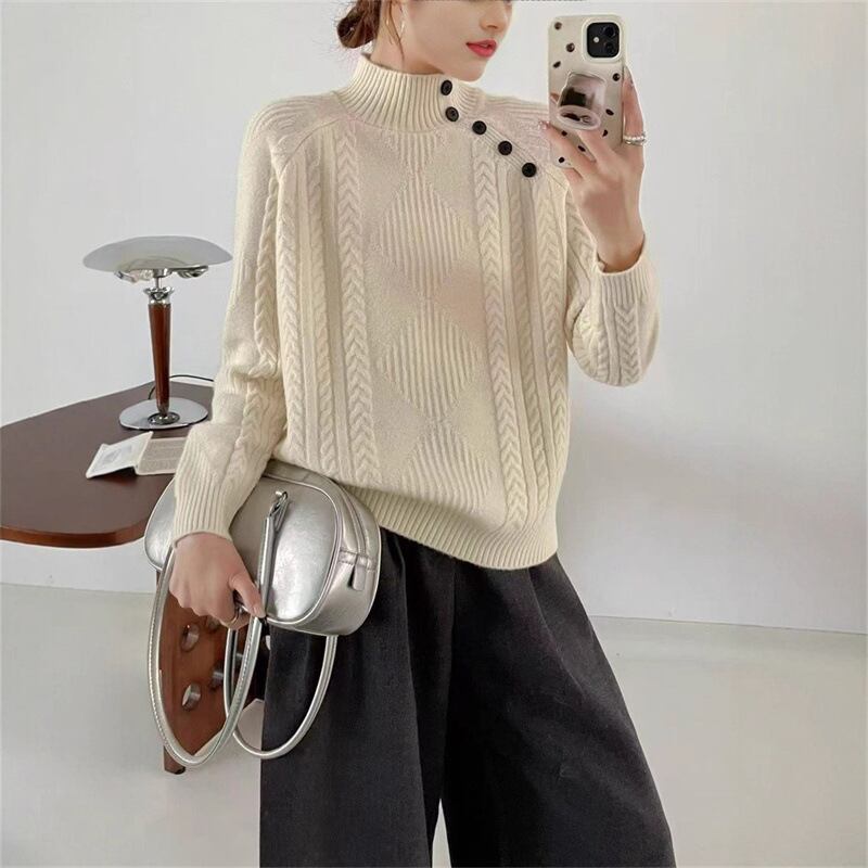 【tops】ハイネックニットトップス Q7159