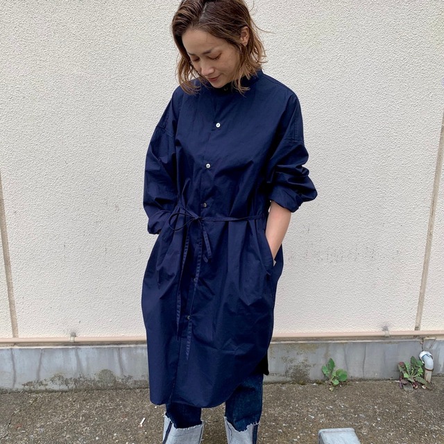 Typewriter Long Shirt  ／Navy