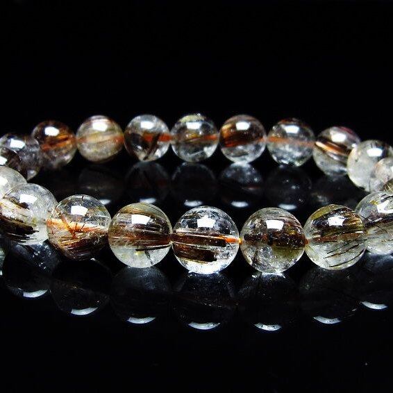 キャッツアイルチルクォーツ ブレスレット 10mm ルチルクォーツ ブレス 一点物 メール便可 [M便 1/10] 111-45787