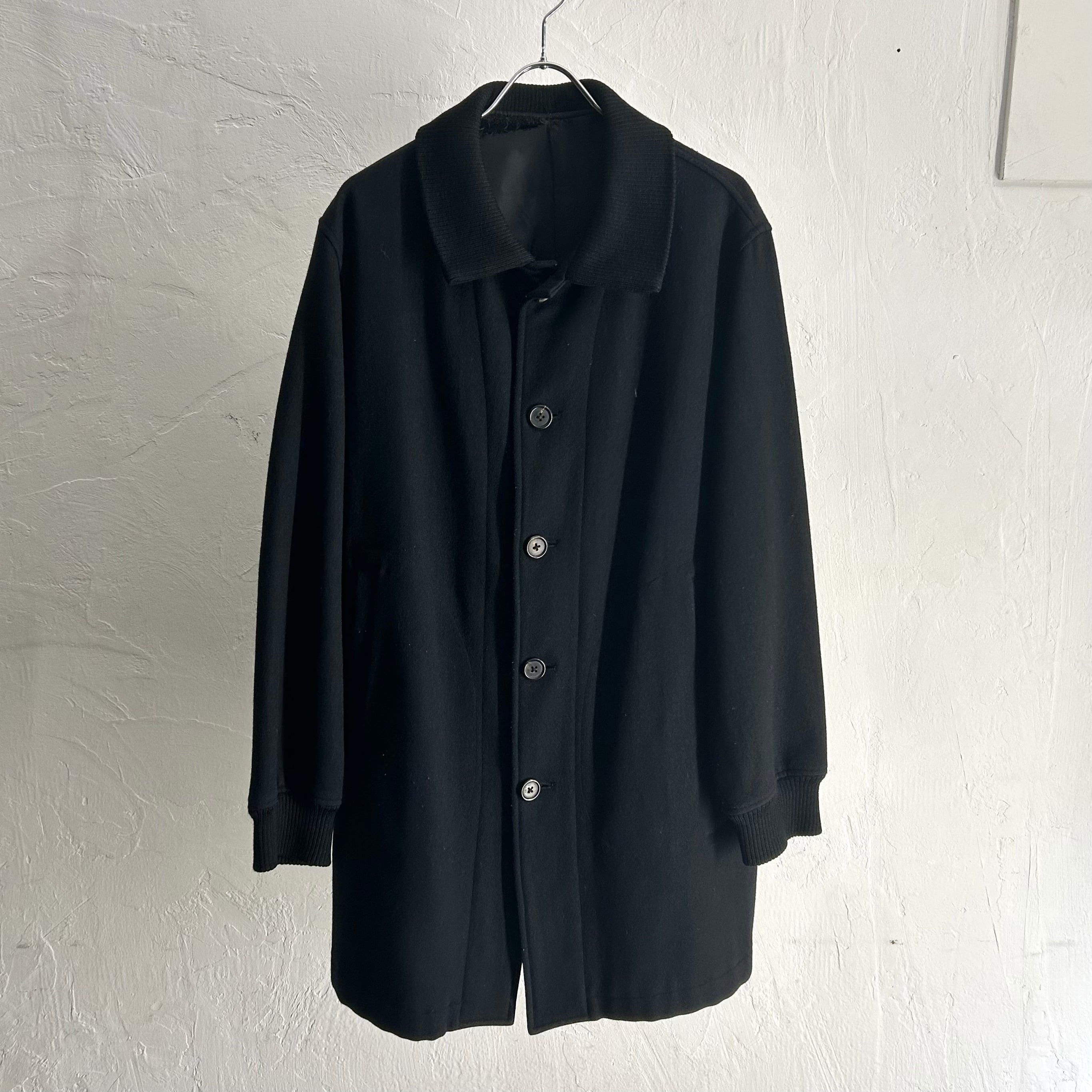 90s Y's for men（Yohji Yamamoto）Rib Collar Melton Wool Coat | VOLAR
