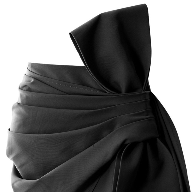 Ribbon design asymmetry hip skirt【2color】 C1106