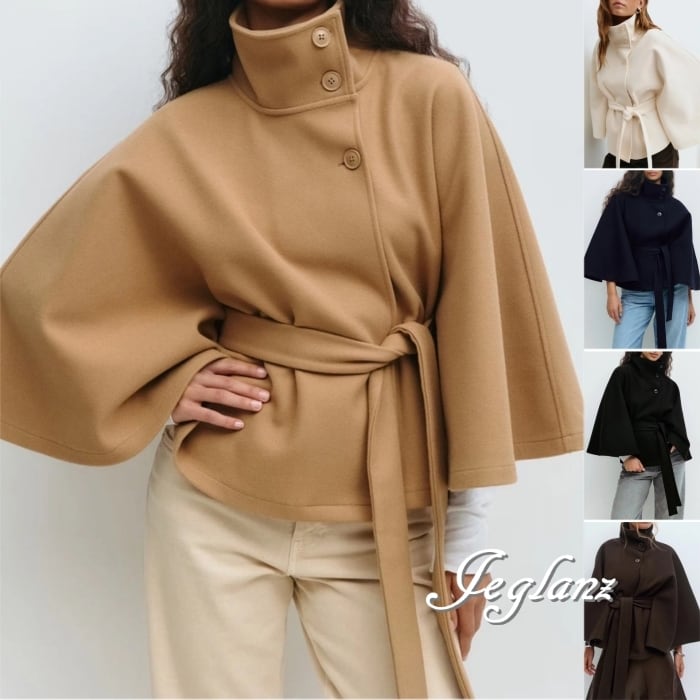 5色 ニット ジャケット コート スタンドカラー 共ベルト ボタン(MB430)τ