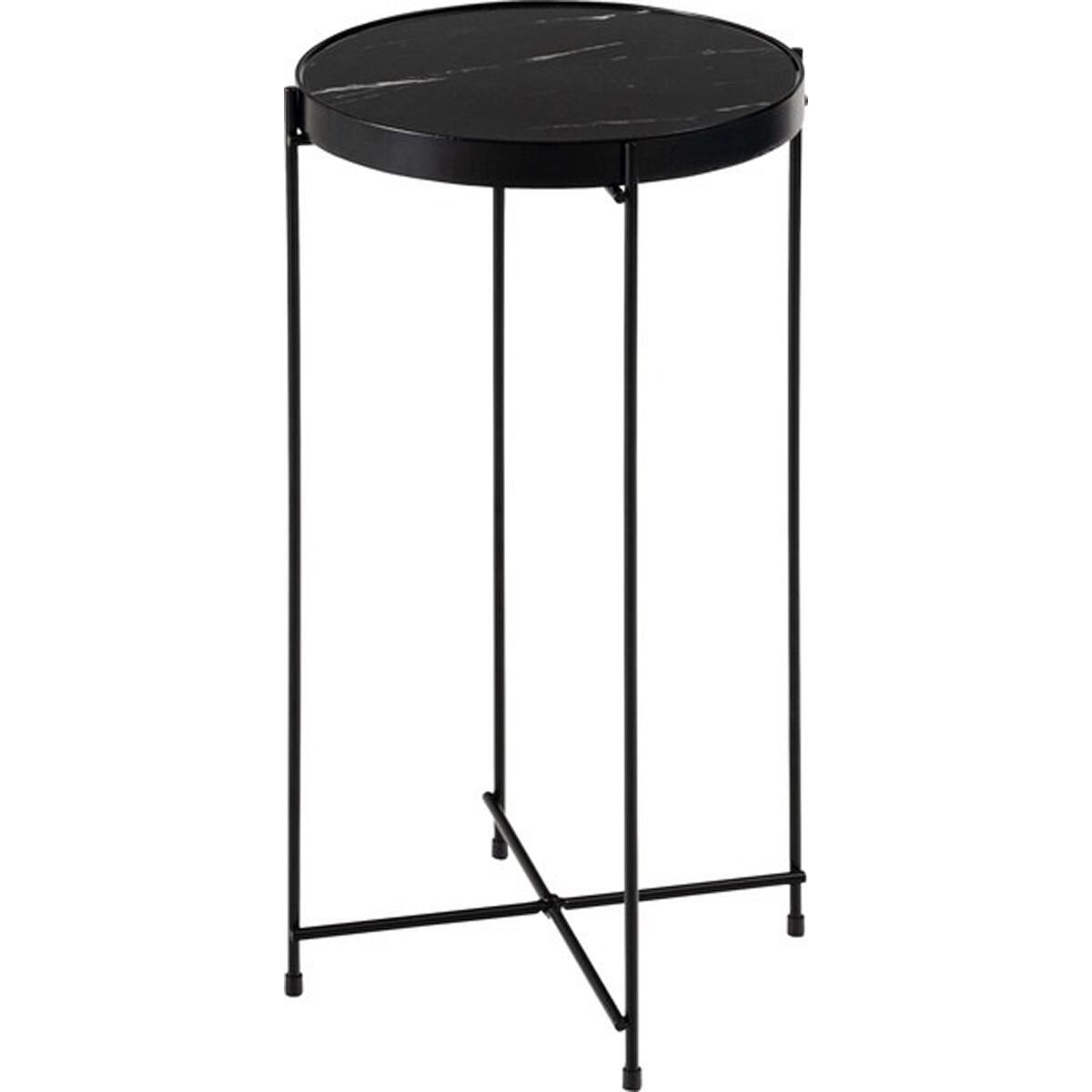 サイドテーブル PT-561BK ミニテーブル ソファサイド 石目調 ブラック シック スチール シンプル スタイリッシュ 机 テーブル モダン かっこいい リビング ショップ 店舗